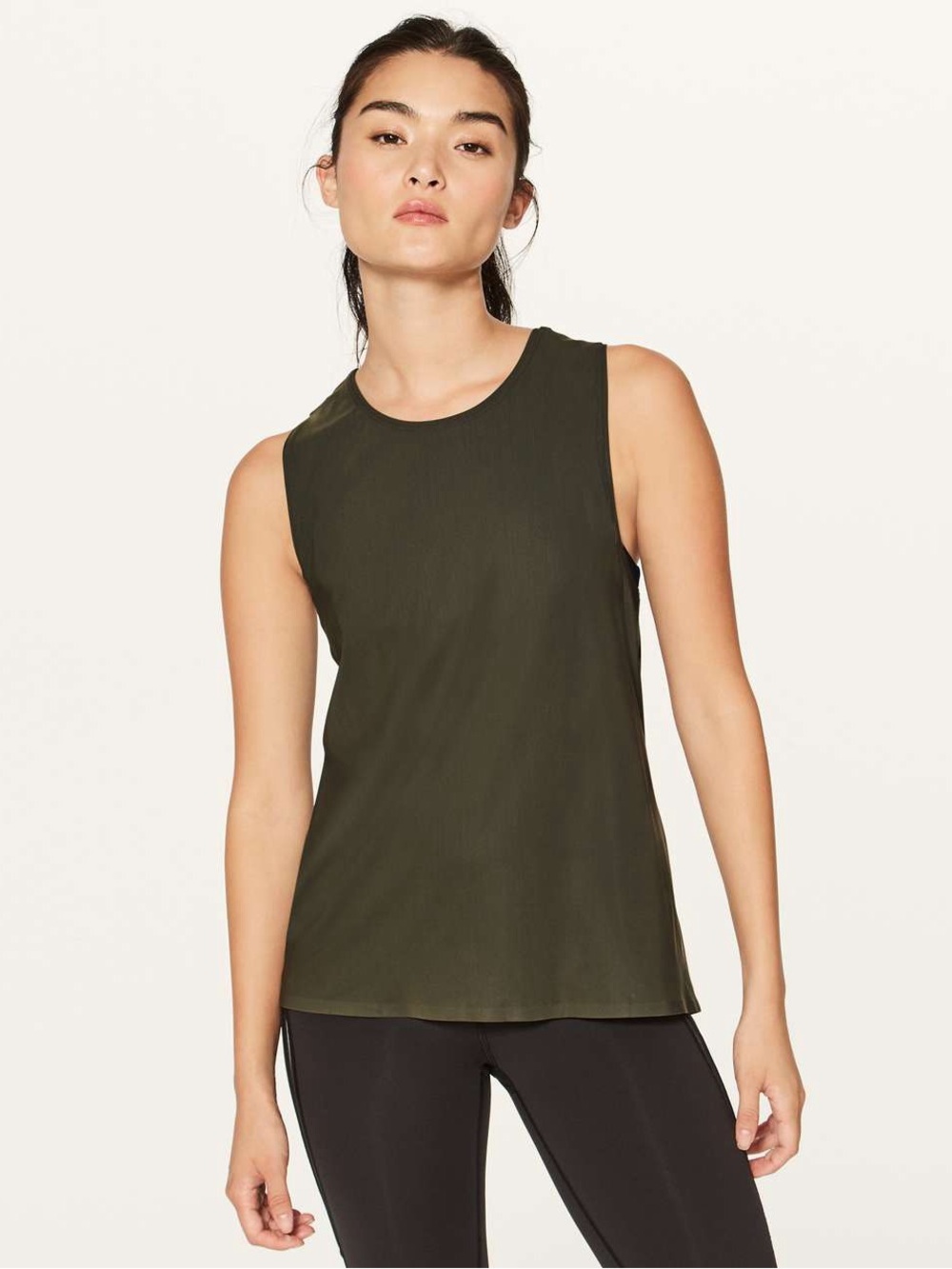 311. Lululemon Run On Tank Dark Olive Green size 10 17” PTP